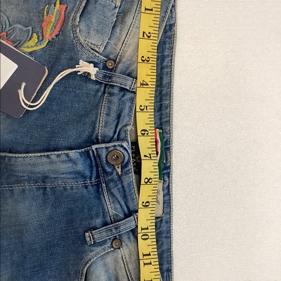 PLEASE small slim fit mid rise embroidered & distressed jeans raw hems Italy NWT - Picture 12 of 15